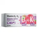 Vitamīni D3+K2, 30 košļājamas tabletes