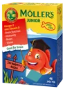 MOLLERS Junior Zivju Eļļa Zemeņu Garša želejas zivtiņas, 45 gab.