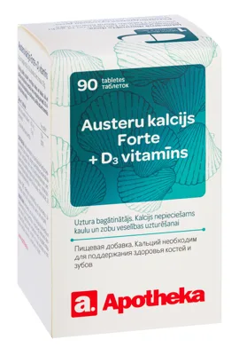 APOTHEKA Austeru Kalcijs Forte + D3 vitamīns tabletes, 90 gab.