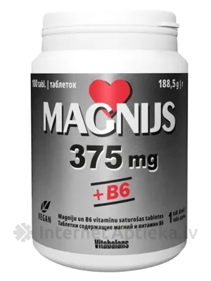 MAGNIJS 375 mg + B6, 180 tabletes