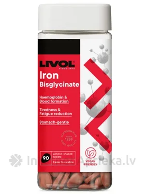 LIVOL Dzelzs bisglicināts, 90 tabletes
