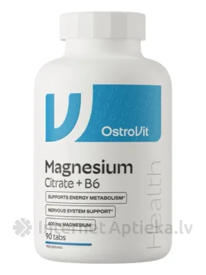 OstroVit Magnesium Citrate 400 mg + B6 tabletes, 90 gb.