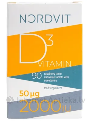 Nordvit D3 vitamīns 50mkg/2000 IU, 90 tabletes