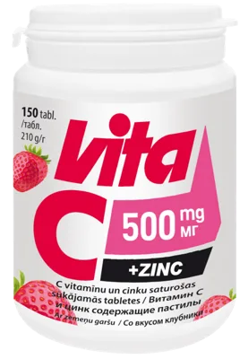 VITABALANS Vita C 500 mg + Zinc sūkājamās tabletes, 150 gab.
