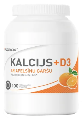 JONAX Kalcijs 500mg + D3 košļājamās tabletes, 100 gab.