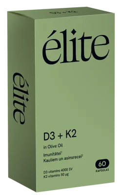 ELITE D3 + K2 kapsulas, 60 gab.