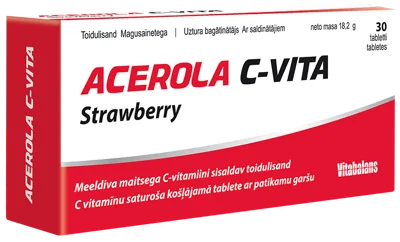 VITABALANS Acerola C-Vita Strawberry košļājamās tabletes, 30 gab.