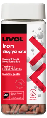 LIVOL Dzelzs bisglicināts, 90 tabletes