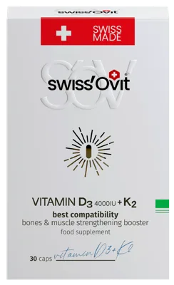 SWISS OVIT Vitamin D3 4000 IU +K2 kapsulas, 30 gab.