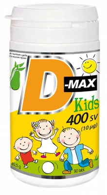 VITABALANS D-max Kids 400 SV (10 ug) košļājamās tabletes, 90 gab.