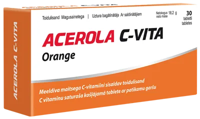 VITABALANS Acerola C-Vita Apelsīns košļājamās tabletes, 30 gab.