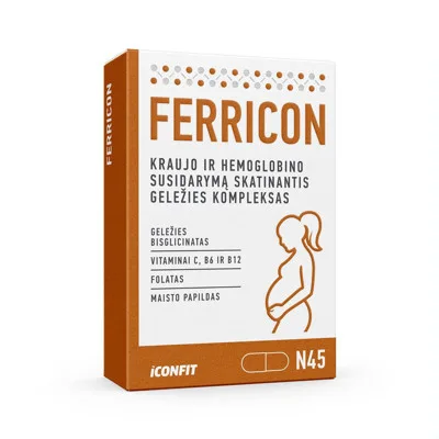 ICONFIT Ferricon - Komplekss grūtniecēm ar dzelzi, 45 kapsulas