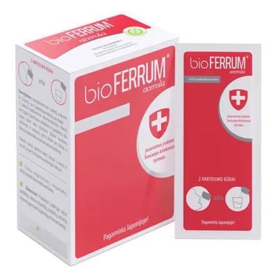 Biofarmacija Ferrum Acerola pulveris paciņās, 28 gb.