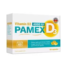 VITAMIN D3 Pamex 4000 IU kapsulas, 60 gab.