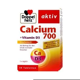 DOPPELHERZ Calcium 700 + Vitamin D3 tabletes, 30 gab.