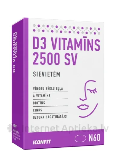 ICONFIT D3 Vitamīns 2500SV Sievietēm, 60 kapsulas