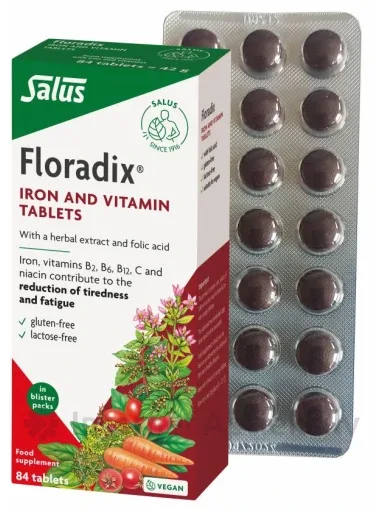 FLORADIX Iron and Vitamin tabletes, 84 gab.