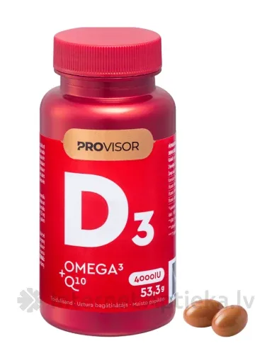 PROVISOR D Vitamīna 4000IU Omega 3 Q10 kapsulas, 60 gb.