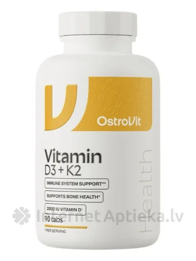 OstroVit Vitamīns D3 + K2 tabletes, 90 gb.