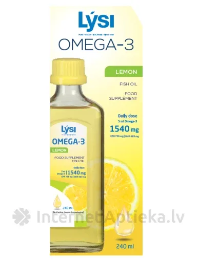 LYSI Fish Oil Omega - 3 Lemon eļļa, 240 ml