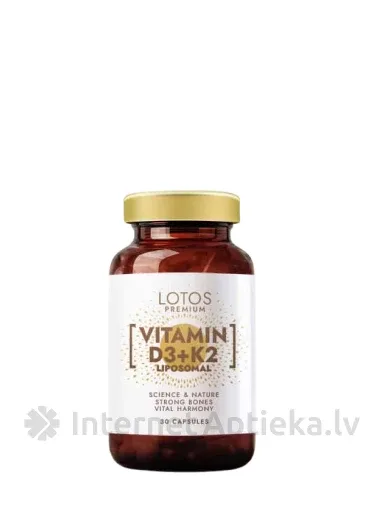 LOTOS PREMIUM Liposomal Vitamin D3 + K2 kapsulas, 30 gb.