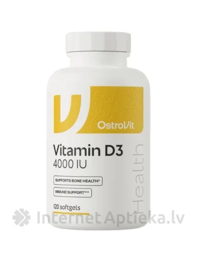 OstroVit Vitamin D3 4000 IU softgels kapsulas, 120 gb.