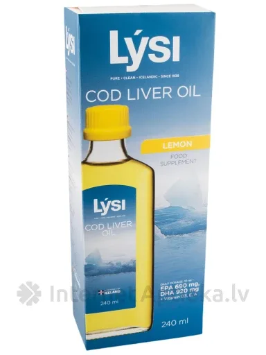 LYSI Cod Liver Oil Lemon šķidrums, 240 ml