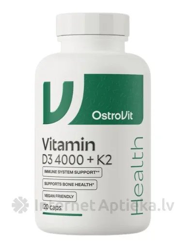 OstroVit Vitamin D3 4000 + K2 vege kapsulas, 120 gb.