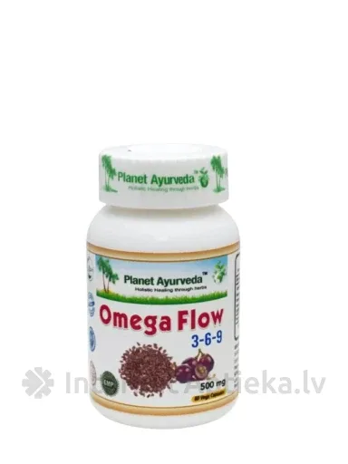 Planet Ayurveda® Omega Flow 3-6-9 Omega taukskābju formula, 60 kapsulas
