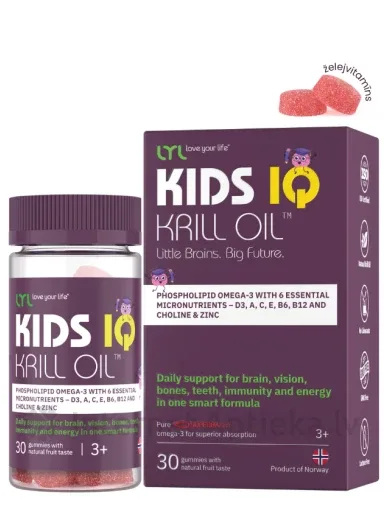 LYL KIDS IQ Krill Oil™️, 30 košļājamas pastilas ar augļu garšu