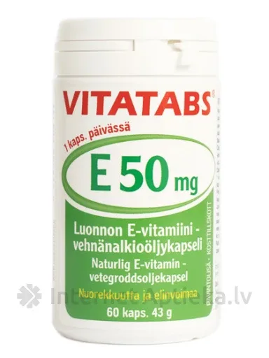Vitatabs E-50, dabīgs E vitamīns 50 mg, 60 kapsulas