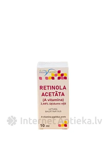 Retinola Acetāta (Vitamīna A) 3,44% šķīdums eļļā, 10 ml