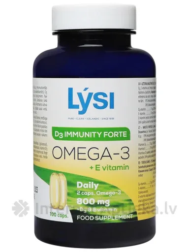 LYSI Omega-3 D3 Immunity forte + E kapsulas, 100 gab.