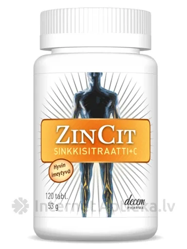 ZinCit cinka citrāts + C vitamīns, 120 tabletes