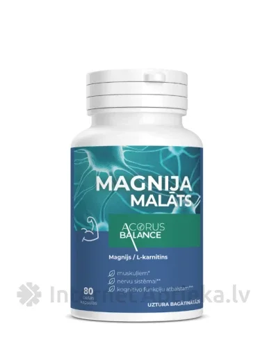 Acorus Balance magnija malāts, 80 kapsulas