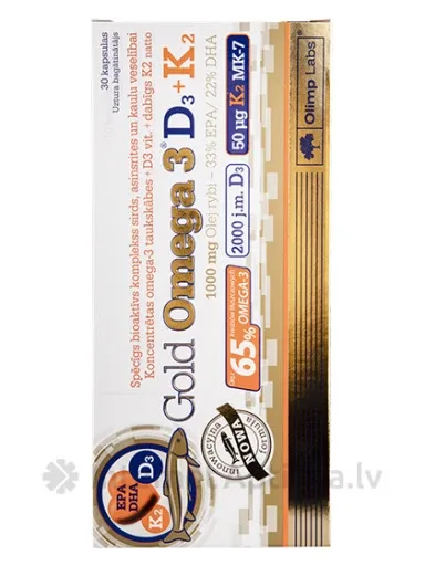 OLIMP LABS Gold Omega-3 D3+K2 kapsulas, 30 gab.