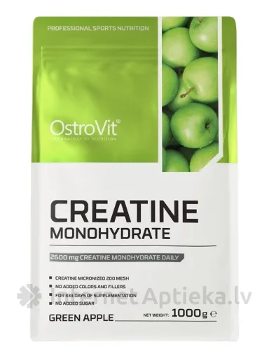 OstroVit 100% creatine monohydrate (green apple) pulveris, 1000 g