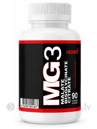 MG3 Magnija malate, bisglycinate, citrate kapsulas, 90 gb.
