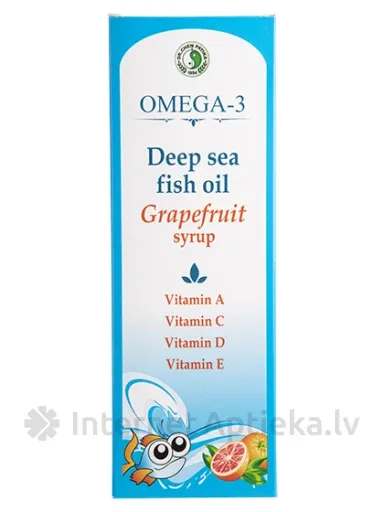 Omega-3 zivju eļļa ar greipfrūtu sīrupu un vitamīniem, 500 ml