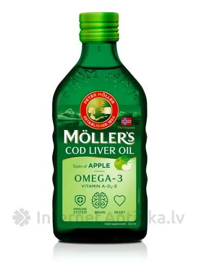 MOLLERS Zivju Eļļa Ar Ābolu Garšu zivju eļļa, 250 ml