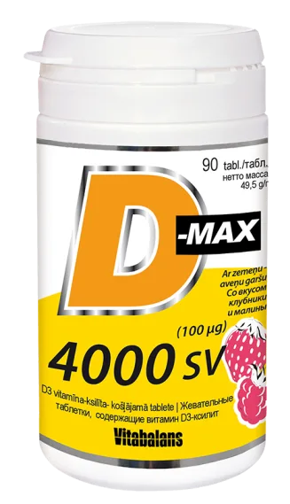 VITABALANS D-Max 4000 SV (100 µg) košļājamās tabletes, 90 gab.