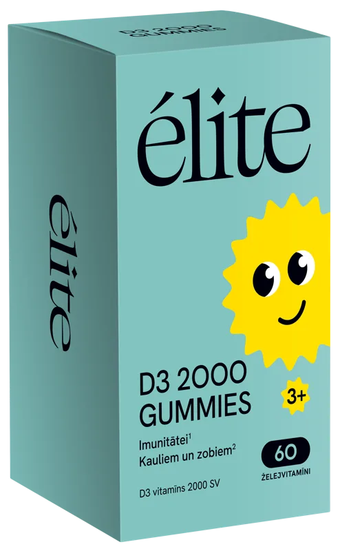 ELITE  D3 2000 SV Gummies košļājamās pastilas, 60 gab.