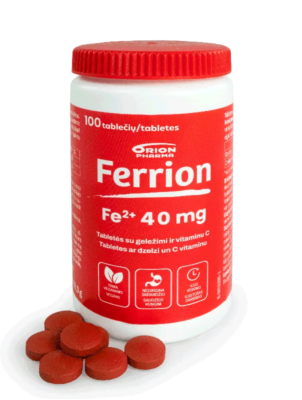 FERRION Dzelzs Ar C vit. 40mg/60mg tabletes, 100 gab.