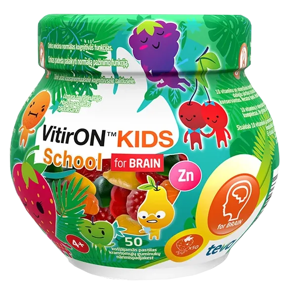 VITIRON Kids School for BRAIN pastilas, 50 gab.