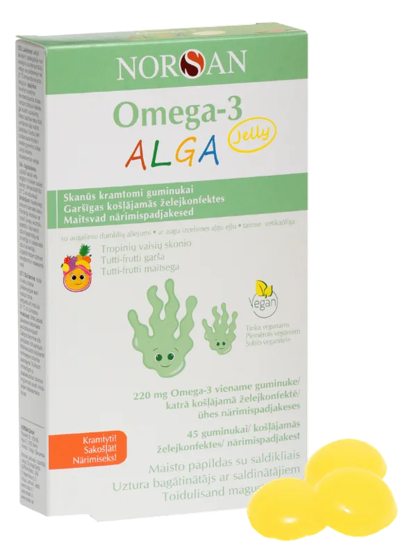 NORSAN Omega-3 Tutti-Frutti želejas konfektes, 45 gab.