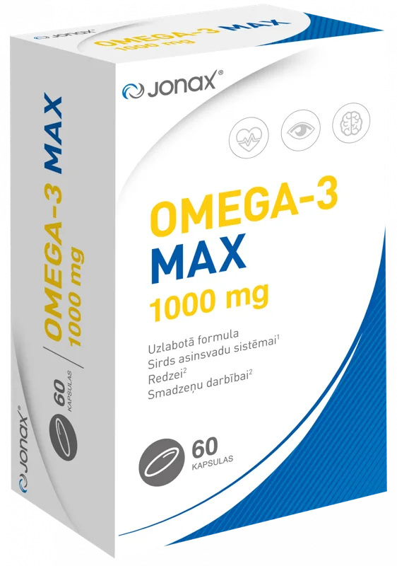 JONAX Omega-3 MAX 1000 mg kapsulas, 60 gab.