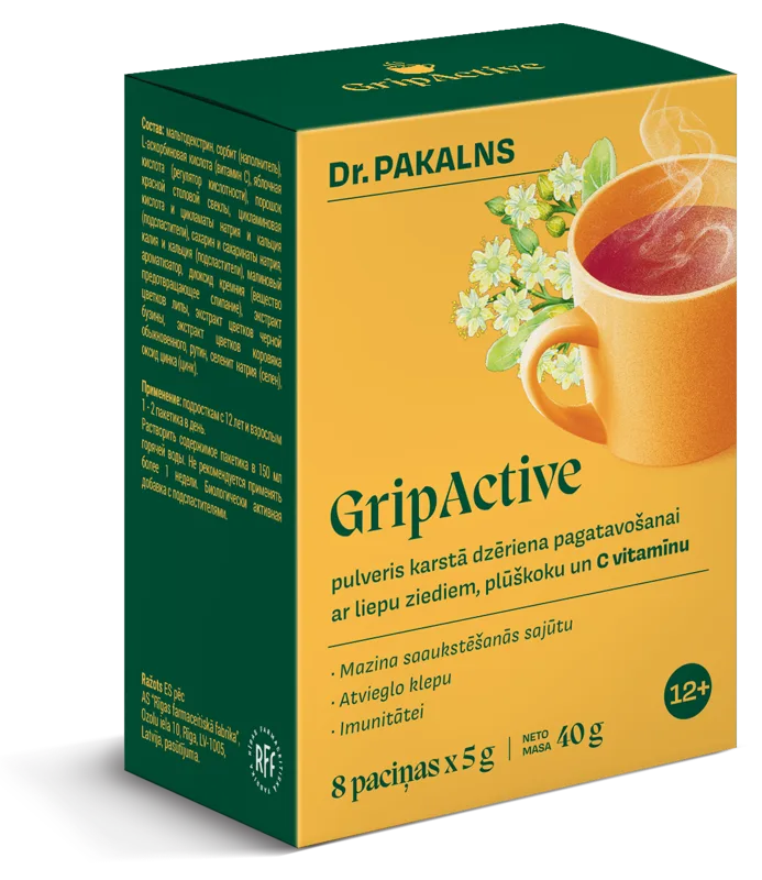 GRIPACTIVE karstais dzēriens, pulveris, 8 gab.