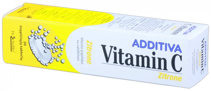 ADDITIVA Vitamin C Zitrone putojošās tabletes, 20 gab.