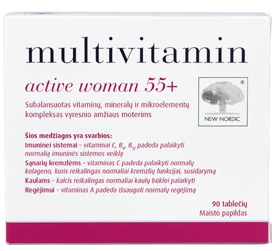 NEW NORDIC Multivitamin Active Woman 55+ tabletes, 90 gab.