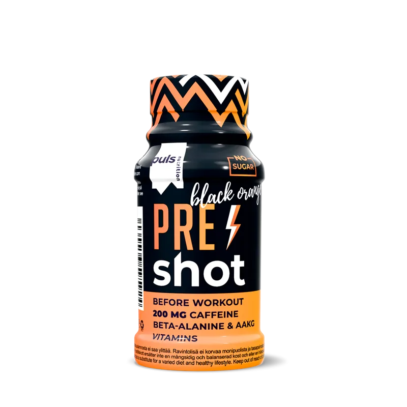 Puls Nutrition pre-workout Black orange šots, 60 ml